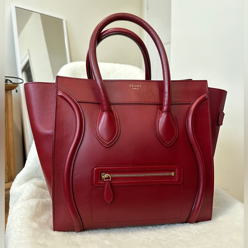 Celine Luggage Maroon Red